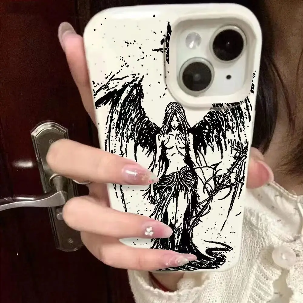 Gothic Girl Sculpture Retro Phone Case For iPhone 15 14 13 Pro Max 11 12 Mini XR XS 7 8 Plus Stylish Cute Shockproof Case Cover