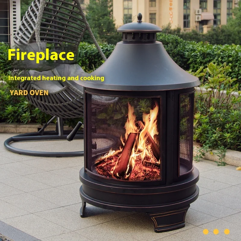

Winter Outdoor Steel Fireplace Chimney Heating Stove for Garden Parties Courtyard & Rural Brazier Bonfire Stove
