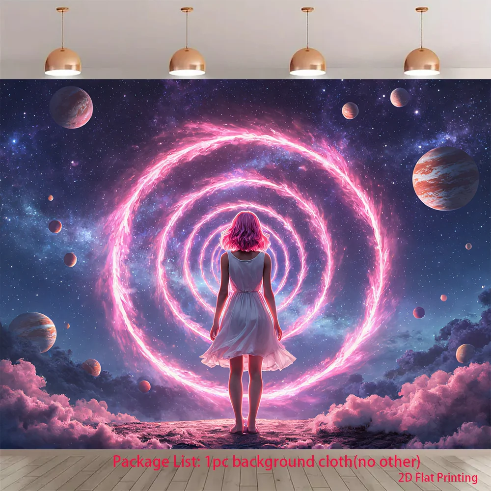 Large Galaxy Tapestry Wall Hanging Cosmic Celestial Nebula Space Universe Woman Art Print Decor