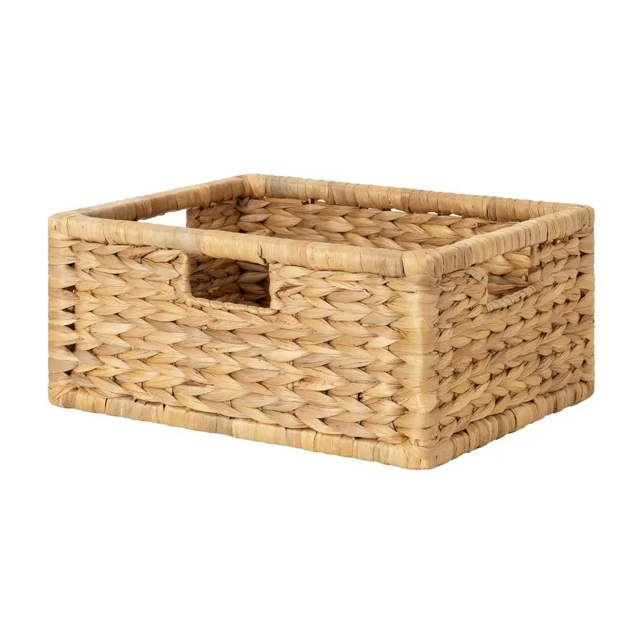 Grand panier en osier pour organiser, organisateur de garde-manger avec cadre en bois, panier de rangement en jacinthe d'eau pour étagères