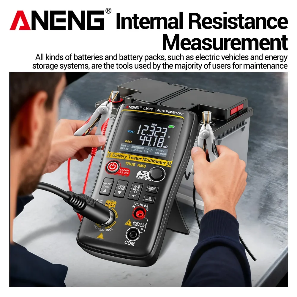 Picture 3: 2 IN 1 Battery Internal Resistance Tester Digital Multimeter 25000 Counts 2.4 Inch TFT Screen AC DC Voltage Current Repair Tool