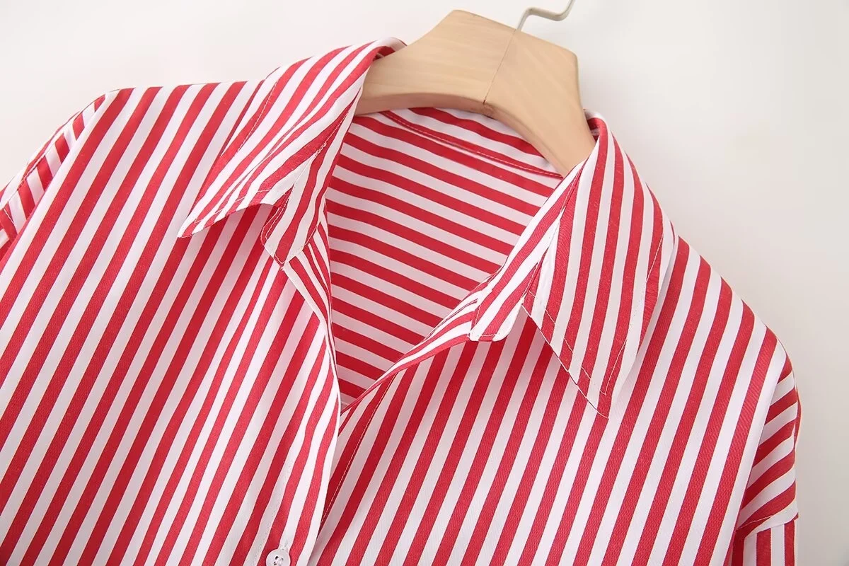 RARA 2025 Ladies Long Sleeve Collared Button Up Striped Blouse Suitable for Work Daily Life and Social Gatherings