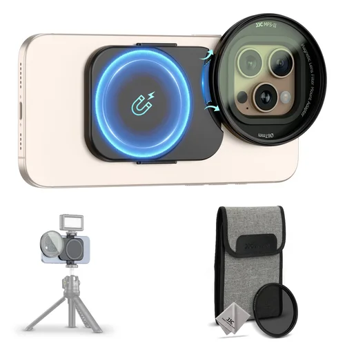 JJC 67mm ND2-128 filtro ND Variable Kit adaptador de filtro de lente magnética para iPhone 16 15 14 Pro Max Plus grabación de vídeo Vlogging