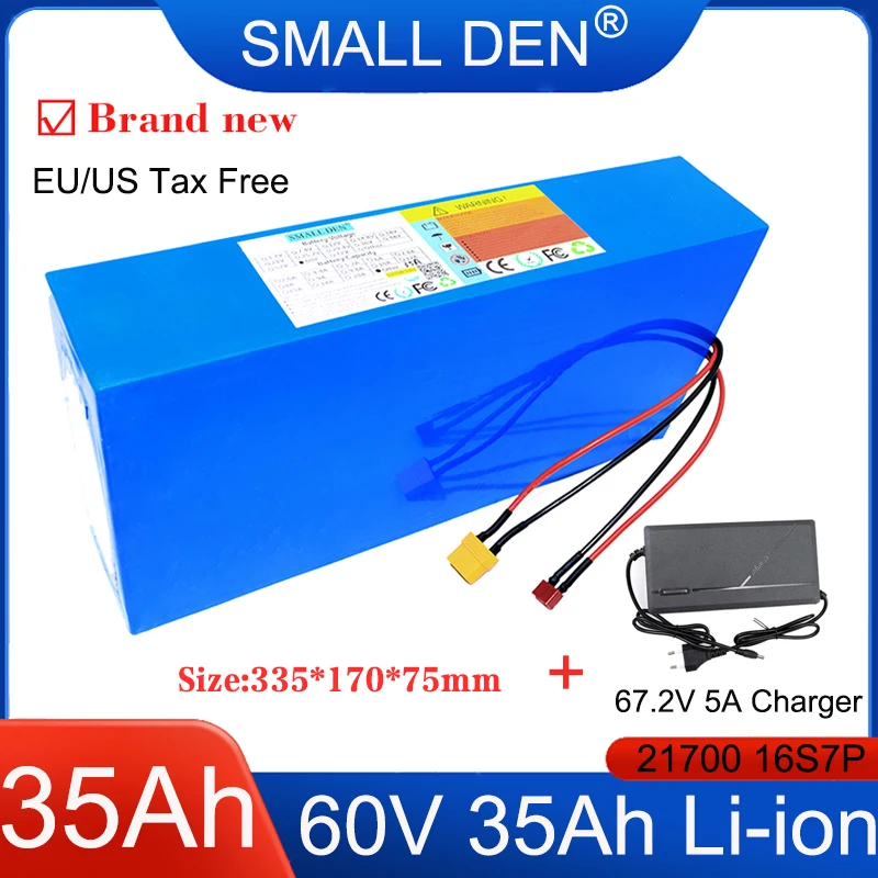 60V 35Ah 21700 16S7P Lithium Battery Pack 1000-3000W High Power For E-Motorcycle Scooter  tricycle Li-ion cells+67.2V 5A Charger