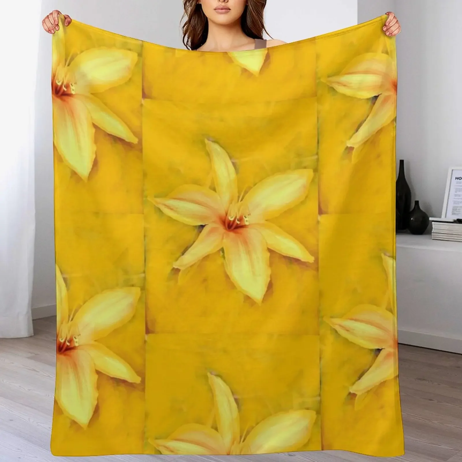 Star yellow Lilly Throw Blanket Thermals For Travel warm for winter Shaggy Decorative Beds Blankets