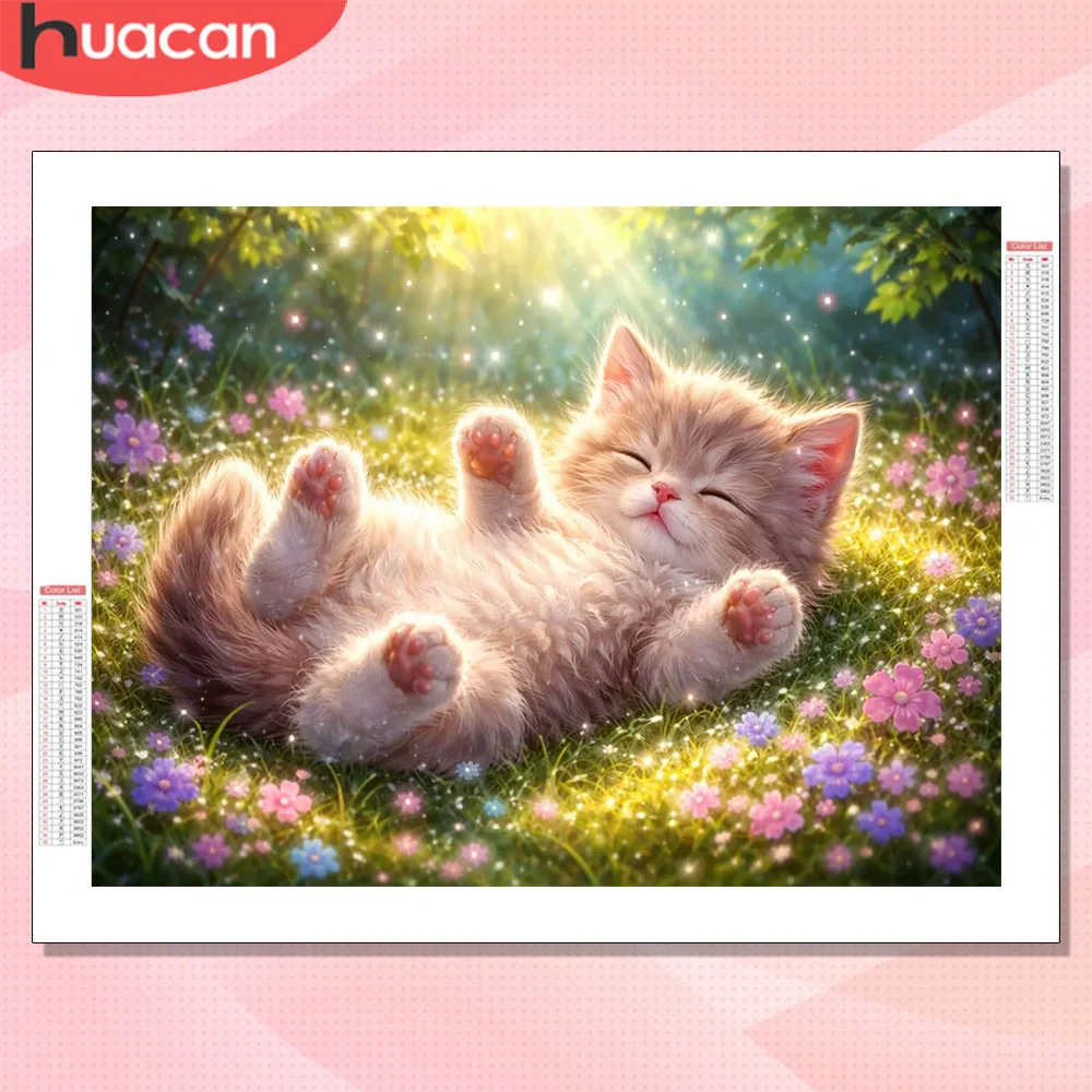 HUACAN Mosaico de Diamantes Novedad 2026 Gato Animal Arte de Diamantes Pintura Hobby Creativo Manualidades de Taladro Completo Decoración de Pared para el Hogar