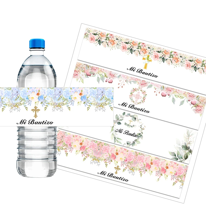 Mi Bautizo Christening & Baptism Day Water Bottle Labels Box Stickers Self-adhesive Sticker Packing Decor for Boys Girls