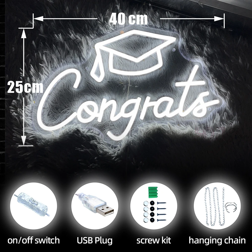 Congrats Graduation Neon Led Sign Ceremony Party Wall Room Decor Neon Light USB Congratulations Bar Club Pub Neon Lamps