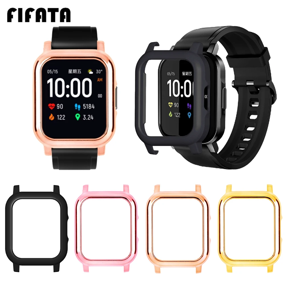 FIFATA Plating Metallic Feel PC Watch Protective Case For Xiaomi Haylou Solar LS02 Smart Watch Replacement Watch Case Cover