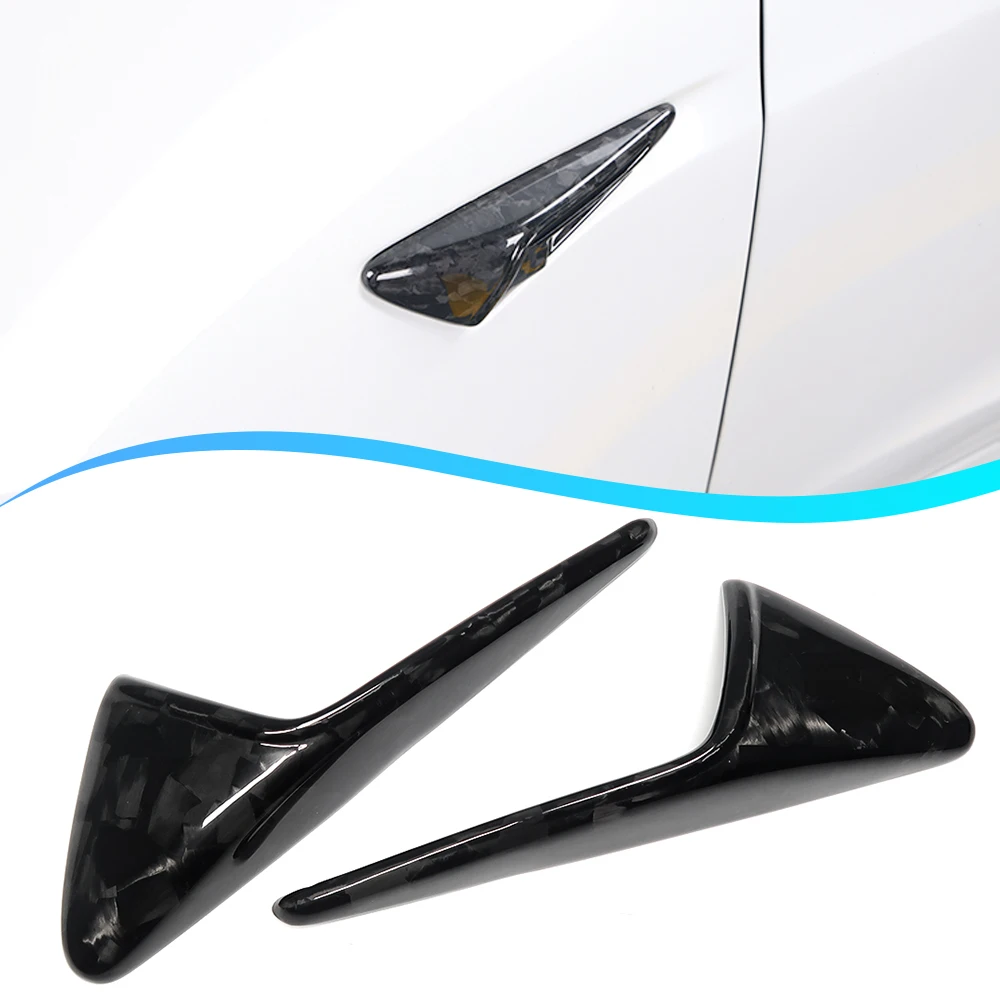 Car Real Carbon Fiber Side Camera Turn Signal Protective Cover Indicator Scratch Resistant Trim For Tesla Model 3 Model Y 2021