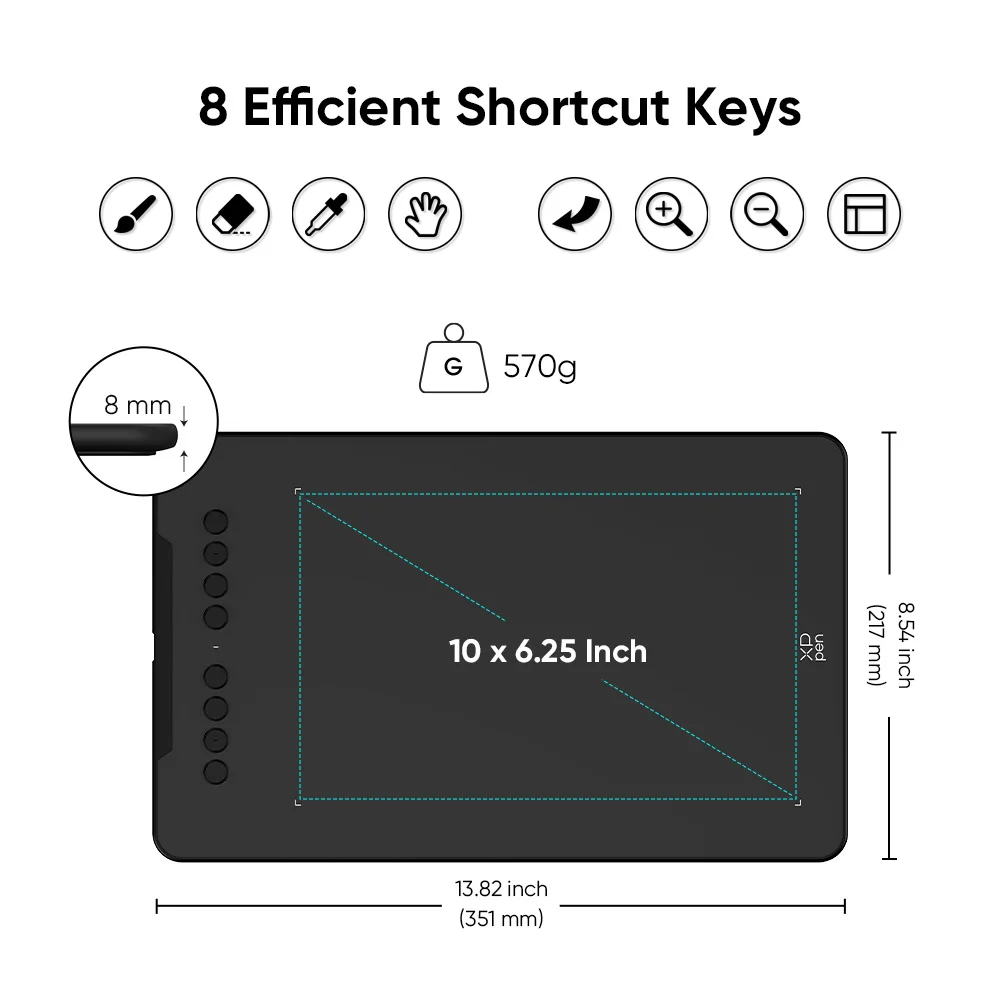 XPPen Deco01V3 Graphic Tablet 10 Inch Digital Drawing Tablet 3 Colors 16384 Levels 60 Tilt Art Animation for Android Windows Mac