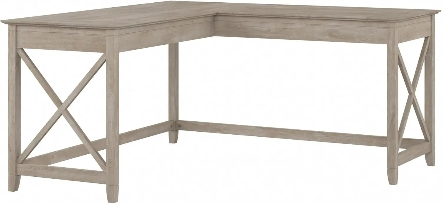 

Key West L Shaped Desk, 60-inch Modern Farmhouse Writing Desk for Home Office