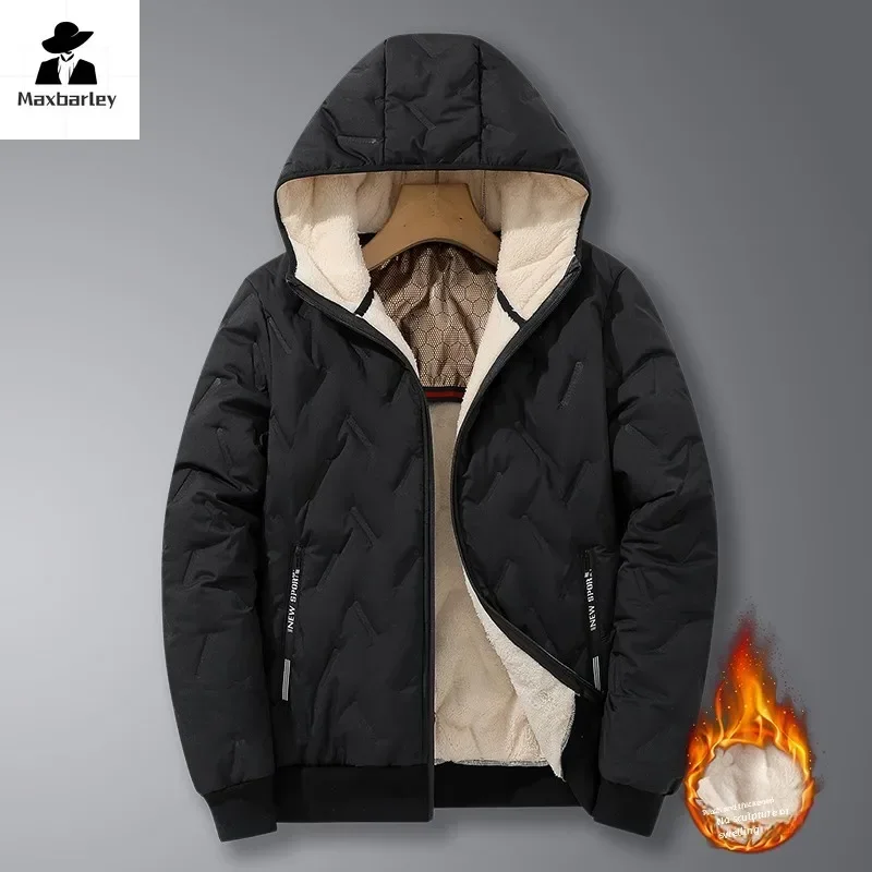 

Winter Lamb Fleece Cotton Jacket Men's 2024 New Casual Thickened Graphene Warm Jackets Outdoor Polar Cold-proof Hooded Coat Men