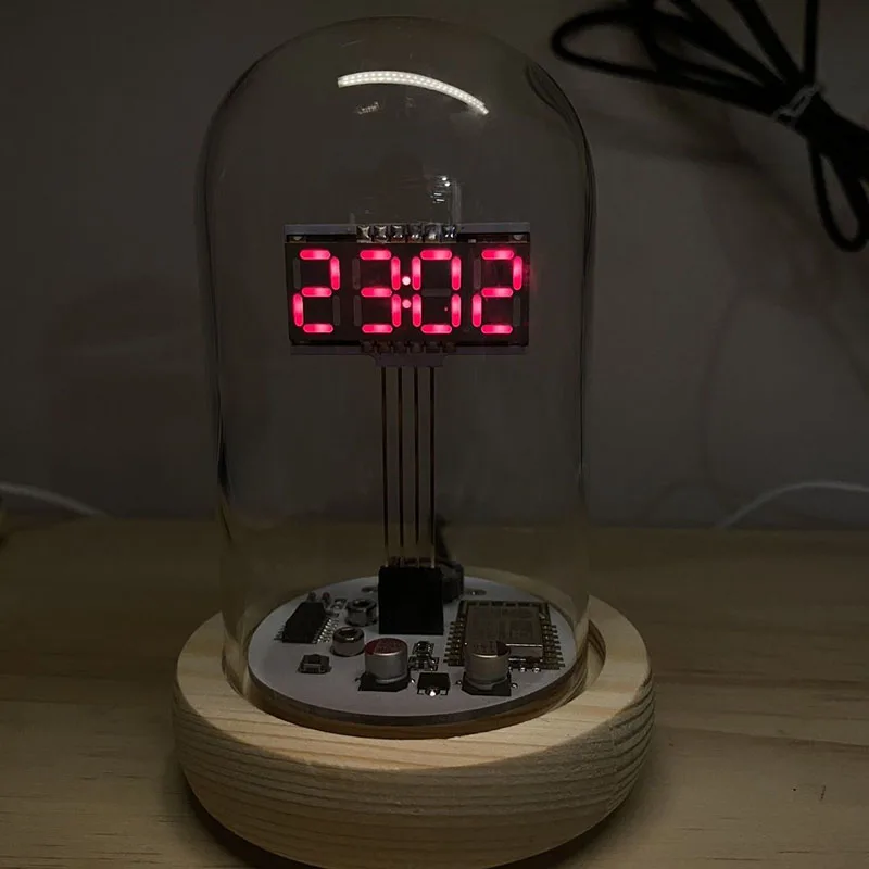Retro Table Clock WiFi Calibration Clock USB Power Plug-in Living Room Nixie Clocks Transparent Computer Desk Aesthetic Decor