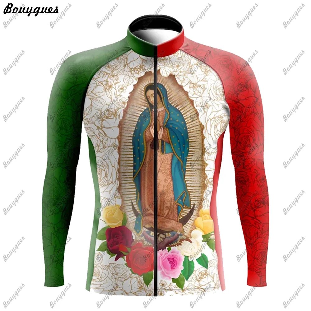 2022 Mexico Team Pro Cycling Jersey Set Long Sleeve Mountain Bike Cycling Clothing Breathable MTB Bicycle Clothes Wear for Mans