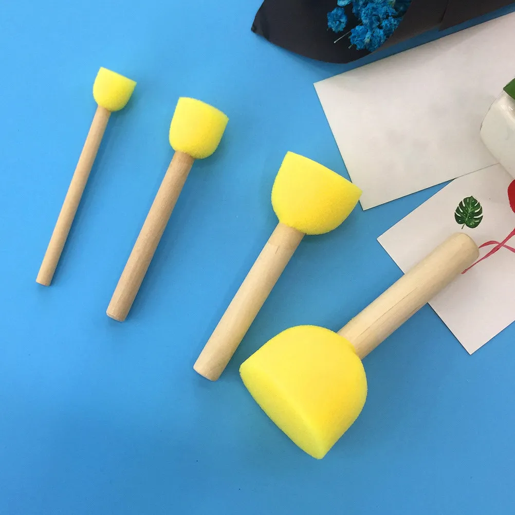 24Pcs Children Graffiti Sponge Brushes Set Round Assorted Sizes Premium Quality Handle Prevents Dirty Hands Art Lesson Painting