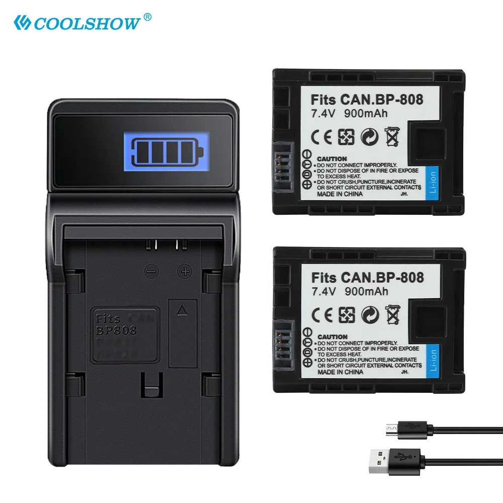 Batería de 900mAh BP-808 BP-809 BP-819 para FS300 FS100 XA10 VIXIA HG20 HF21 HFS11 HF S10 HF11 BP 808 Cargador de baterías