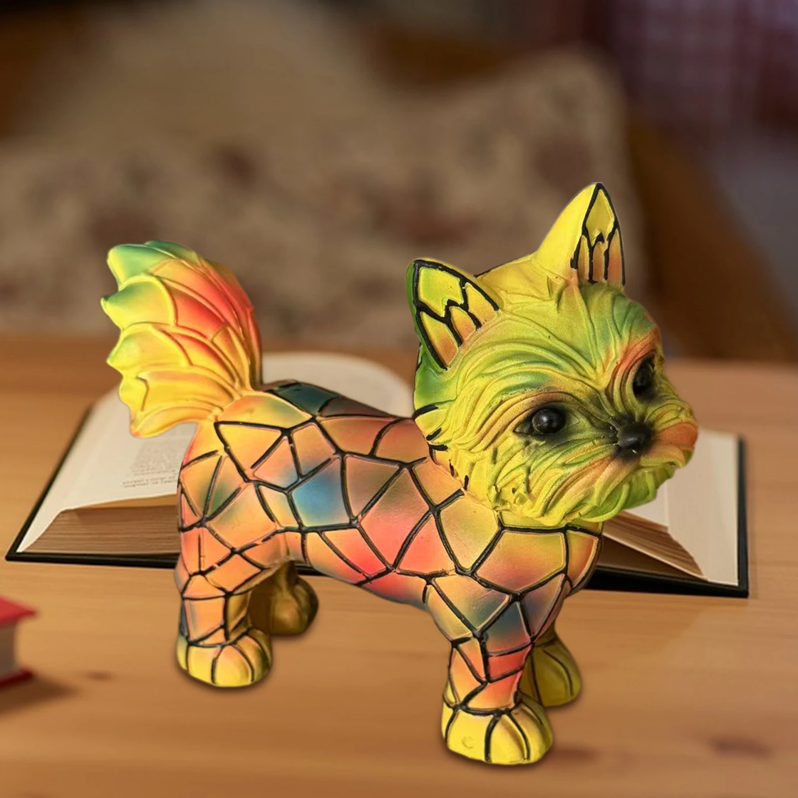 Серия собак, художественный ночник, лампа йоркширского терьера, светодиодный настольный светильник из смолы, винтажное окружающее освещение для гостиной, домашний декор