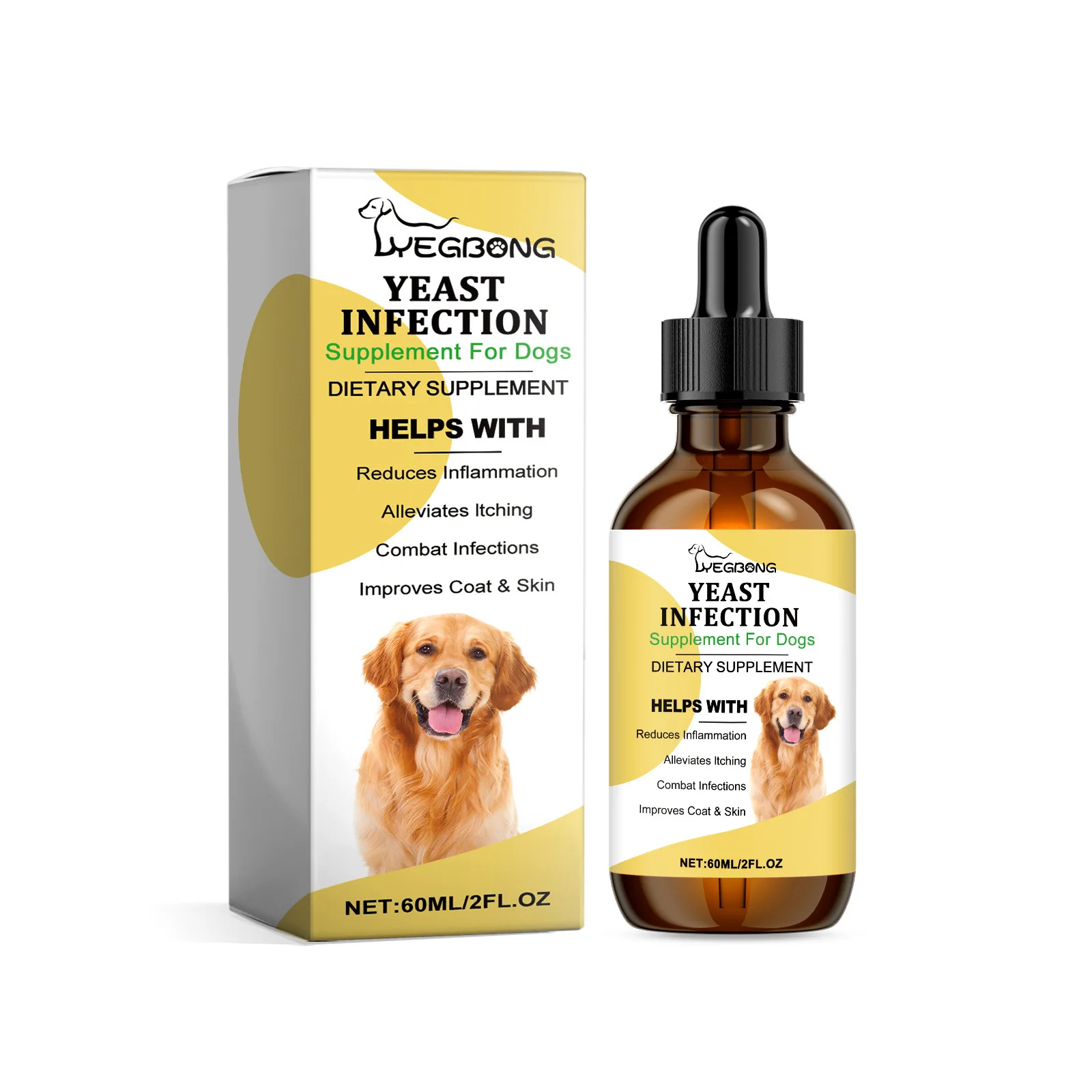 60ml Vitro Herbal Supplement for Pets - Yeast Infection Relief - Reduces Inflammation, Alleviates Itching, Coat & Skin Health