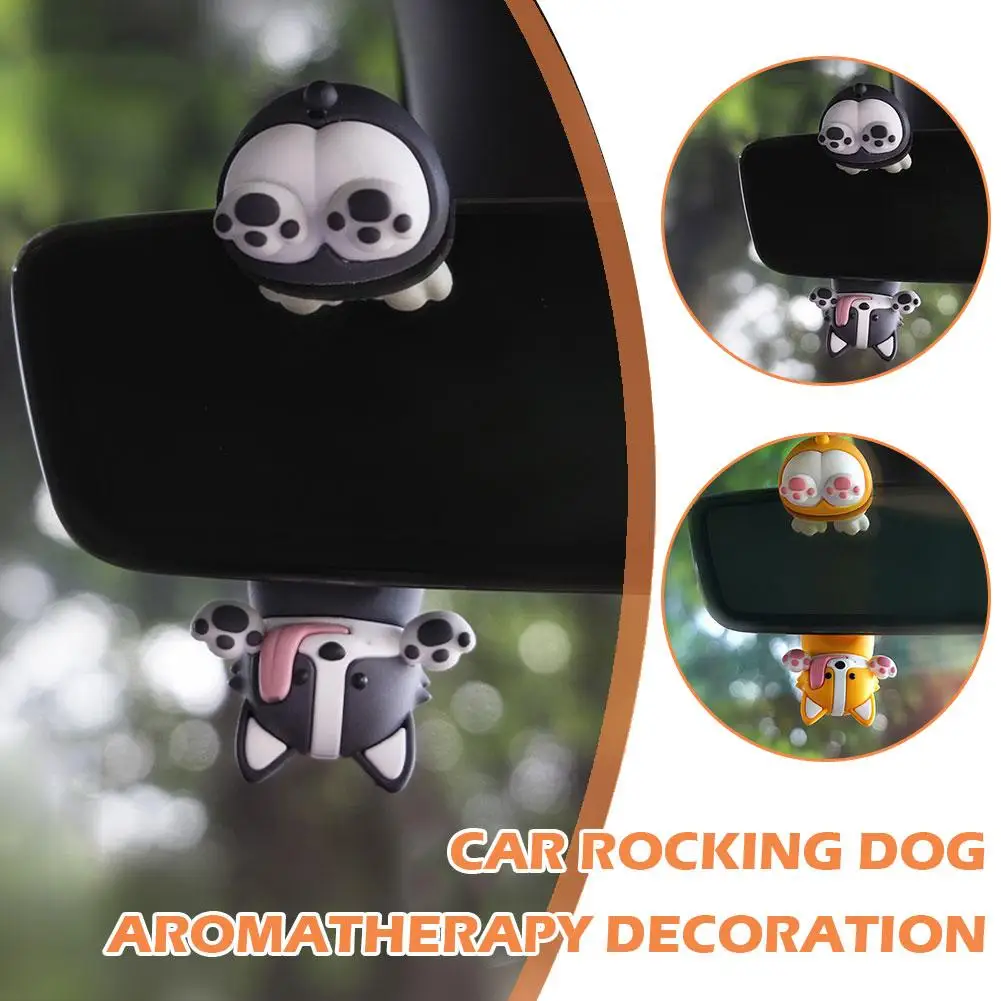 Swinging Dog Car Aromatherapy Interior Rearview Mirror Deodorization Freshener Car Air Interior Accessories Dog Cartoon H3M0