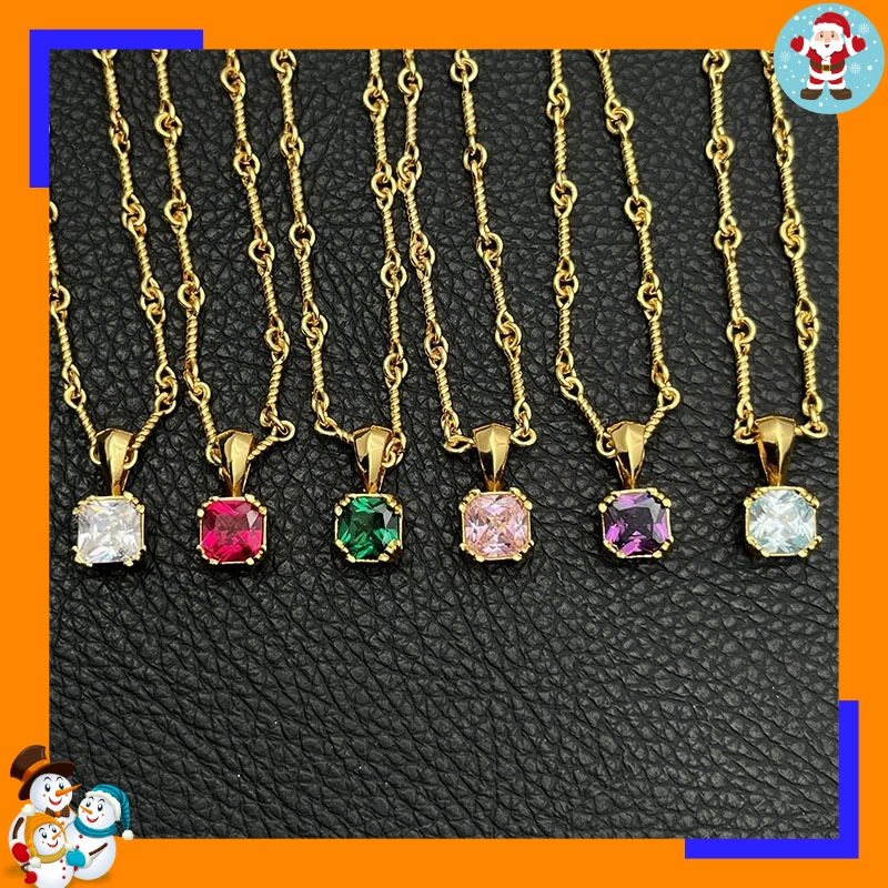 Premium Sense Gold Sugar Cube Necklace Men's and Women's Hip-hop Colored Diamonds Cross Flower Pendant Classic Collarbone Chain