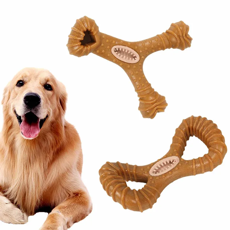 

Indestructible 15CM Solid Beechwood Dog Chew Toy for Large Breeds Heavy Duty Chewing Dental Health Interactive Treat Hole Long
