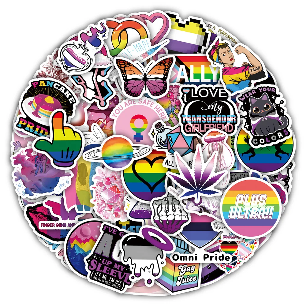 10/30/60/126pcs Gay LGBTQ Pride Graffiti Stickers DIY Rainbow Sticker for Phone Car Bike  Laptop Skateboard Waterproof Decals