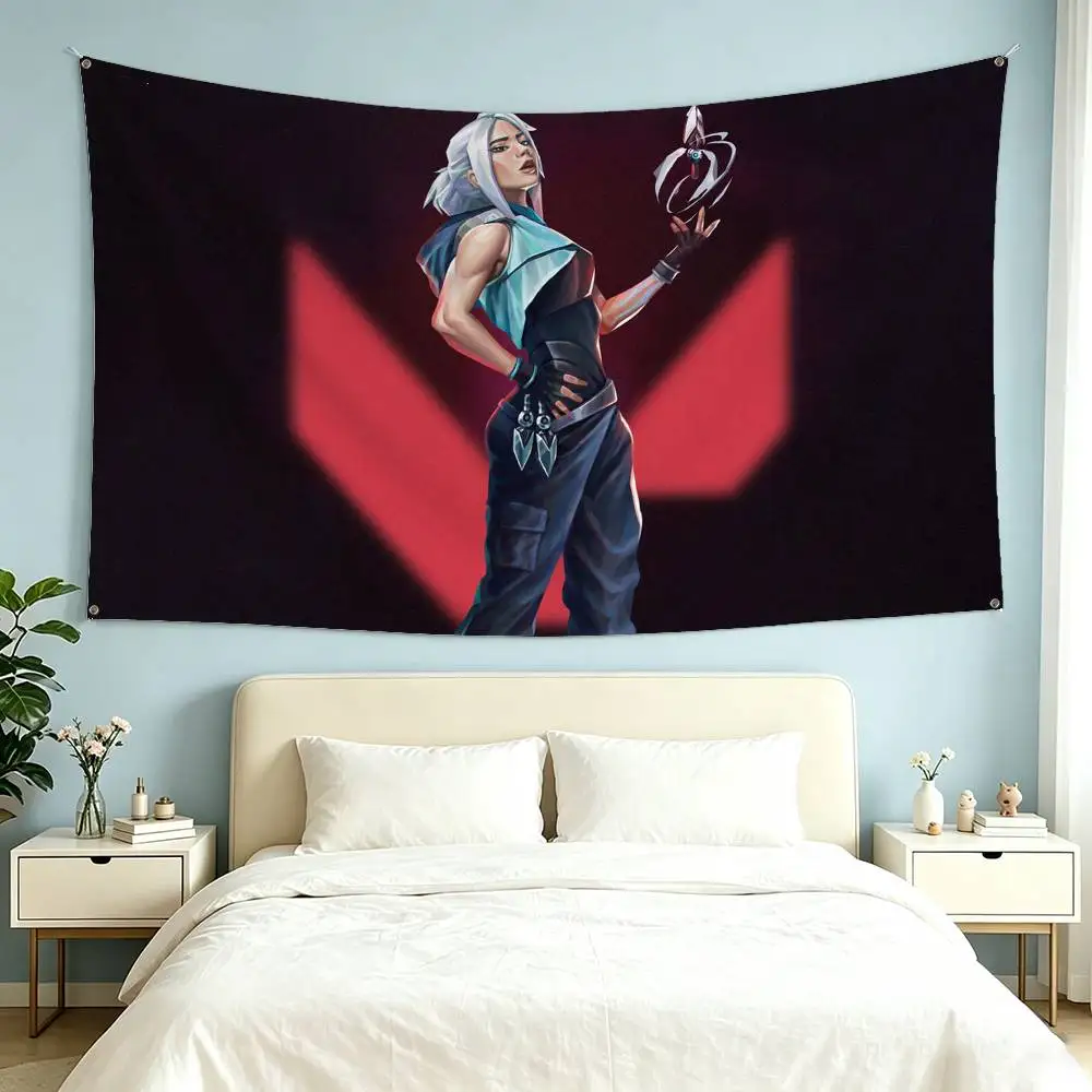 V-Valorants Jett Game  Flags for Bedrooms Home Decor Items Outdoor Decors Garage Decoration Flaga