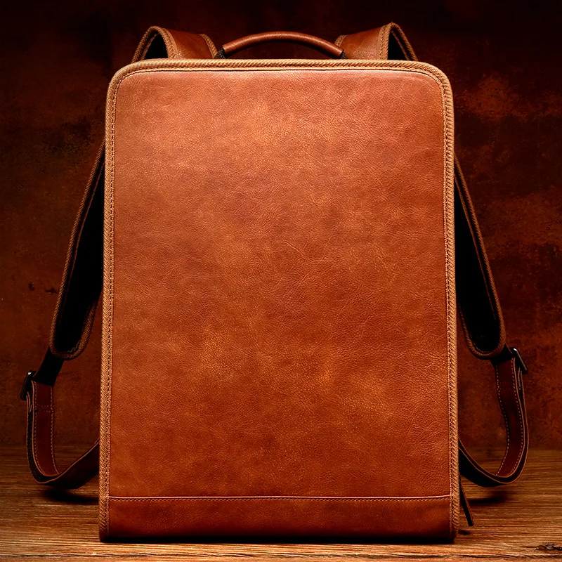 Genuine Leather Handmade Backpack For Men Leather Business Trip Short Distance Luggage Bag School Daypack Mochila Bag