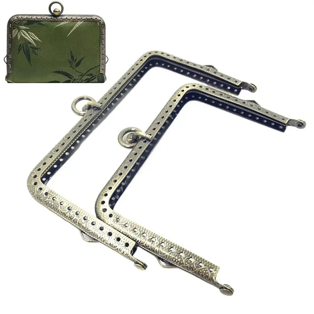 Square Metal Purse Handbag Handles Bag Kiss Clasp Lock Frame Handle DIY Wallet Sewing Hardware Accessories 11cm/13cm