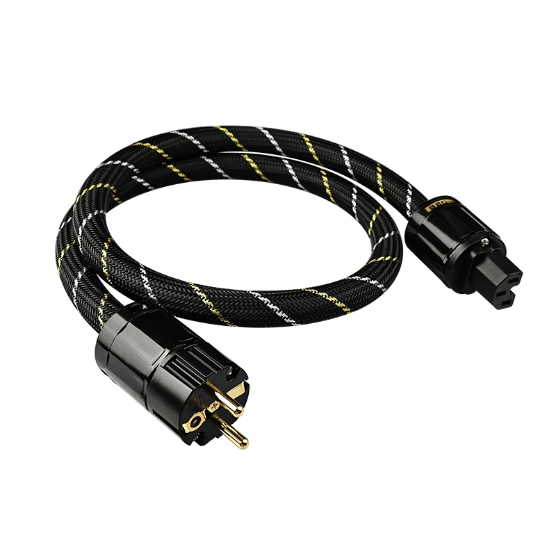 YYAUDIO HIFI Ac power cable High quality EU/US standard Rhodium plating power plug high-purity OCC with TV Amplifier filter