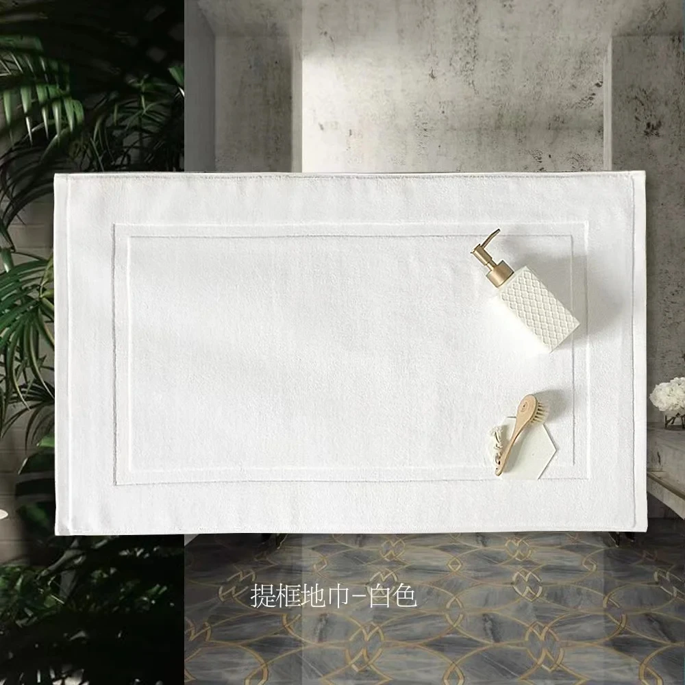 Thick Jacquard Floor Towel, 100% Cotton, Non-Slip, Water Absorption, White, SPA, Bathroom Mat, Hotel, Home, Grey Bath Mats