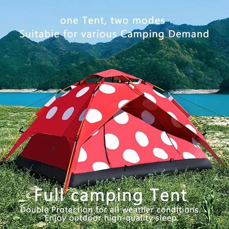 

UPF50+ UV protection Camping tent Polka Dot Mushroom Automatic Folding Portable Camp Tent Camping Sunshade Awning Shelter