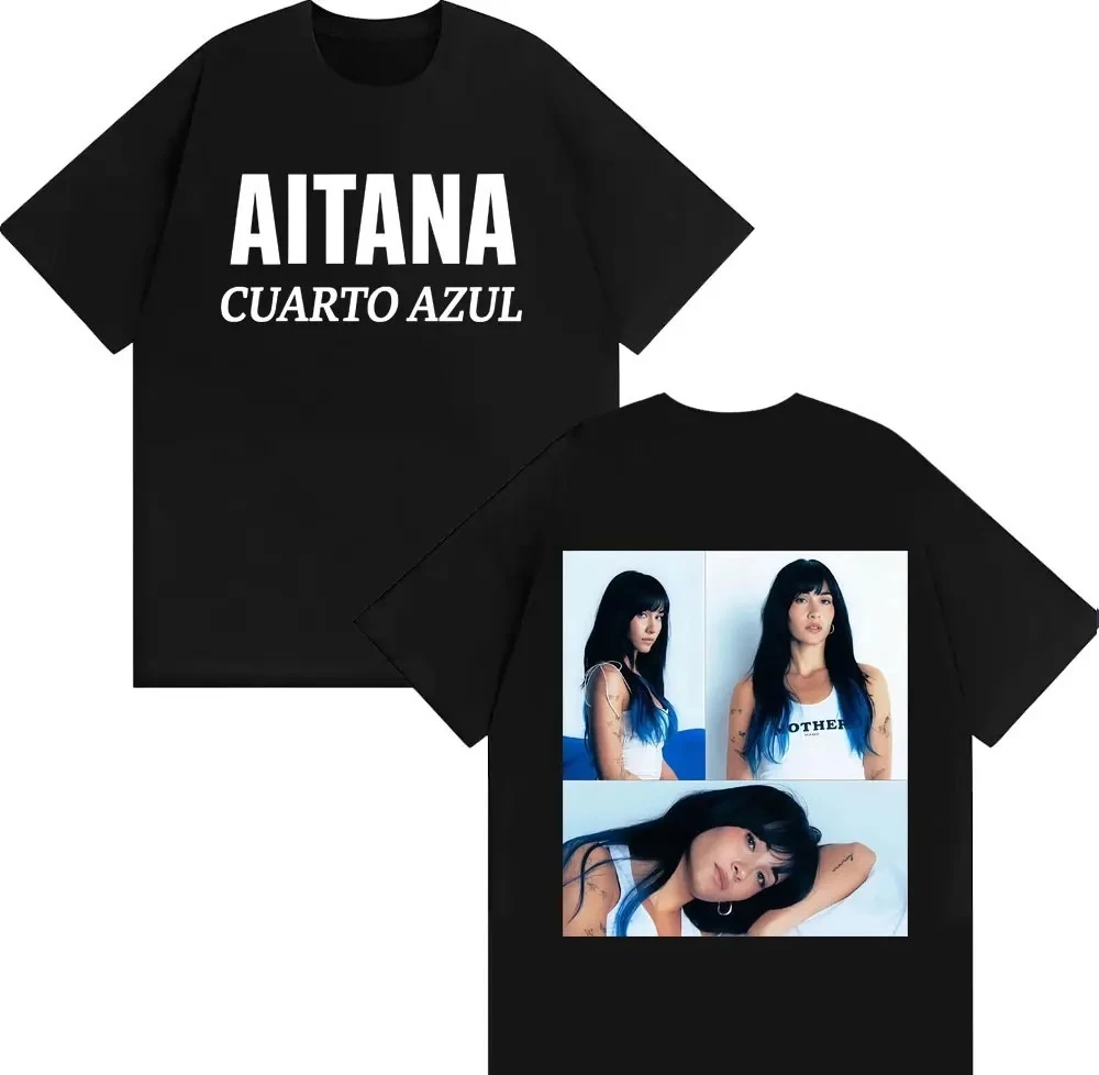 Camiseta de algodón Y2K para hombre y mujer, camiseta informal con gráfico de la portada del álbum de la cantante Aitana Cuarto Azul, camiseta de manga corta a la moda