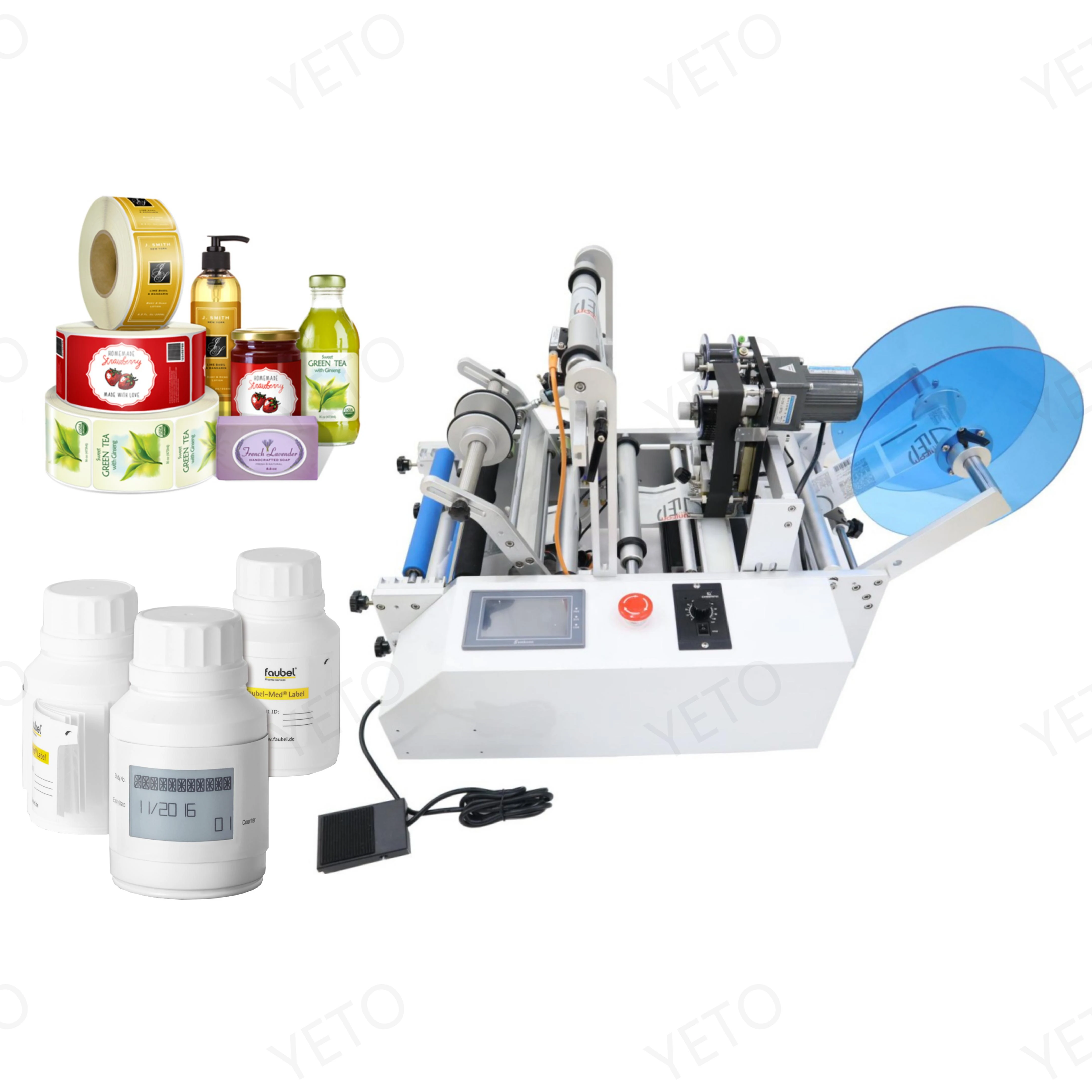 Maquina Etiquetadora Labelling Coder Beschriftungsmaschine Pasting Small Round Bottle Labeling Machine with Date Coding Device