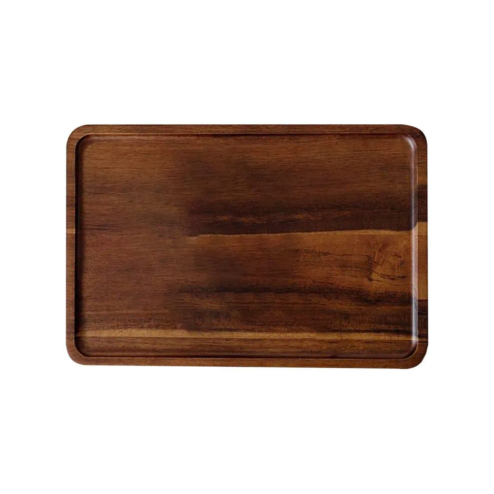 

1Pcs Wear Resistant Acacia Wooden Tray Practical Bread Snack Plate Decorative Food Serving Plate Restaurant Kitchen Helper