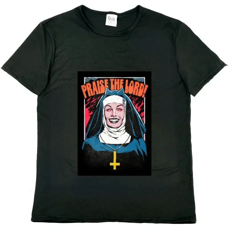 Funny Devil Unholy Nun T Shirt Men T-Shirts Free Harajuku Crazy Pure modal Tee Shirt Short Sleeve T Shirts O Neck Tops Unique