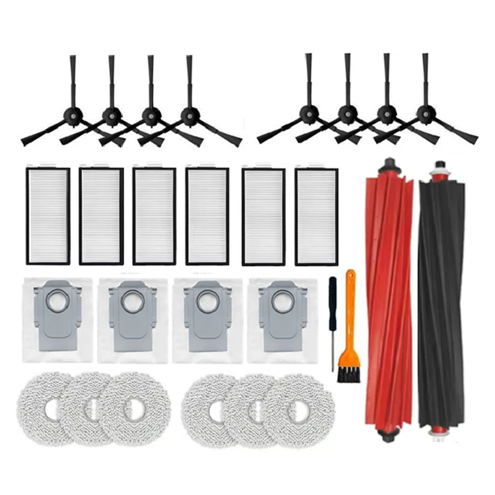 28PCS Accessories Kit for Roborock Qrevo Master V20 P10S Pro Vacuum Replacement Main Side Brush Filter Mop Dust Bags