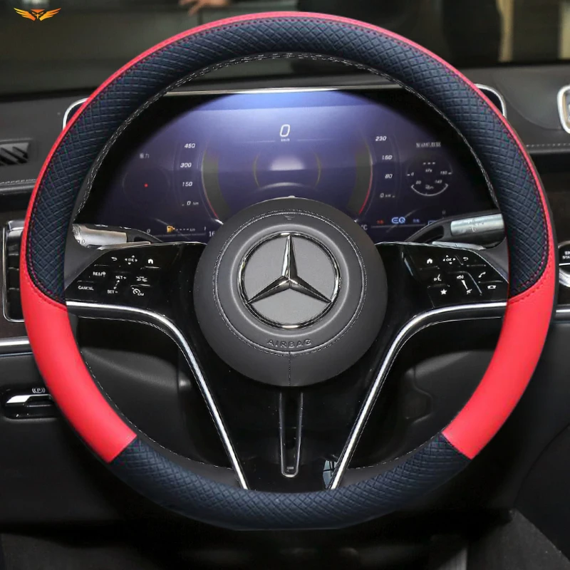 2023 new anti-cover embossed leather car steering wheel cover anti-slip wear absorbent four seasons general car handle cover