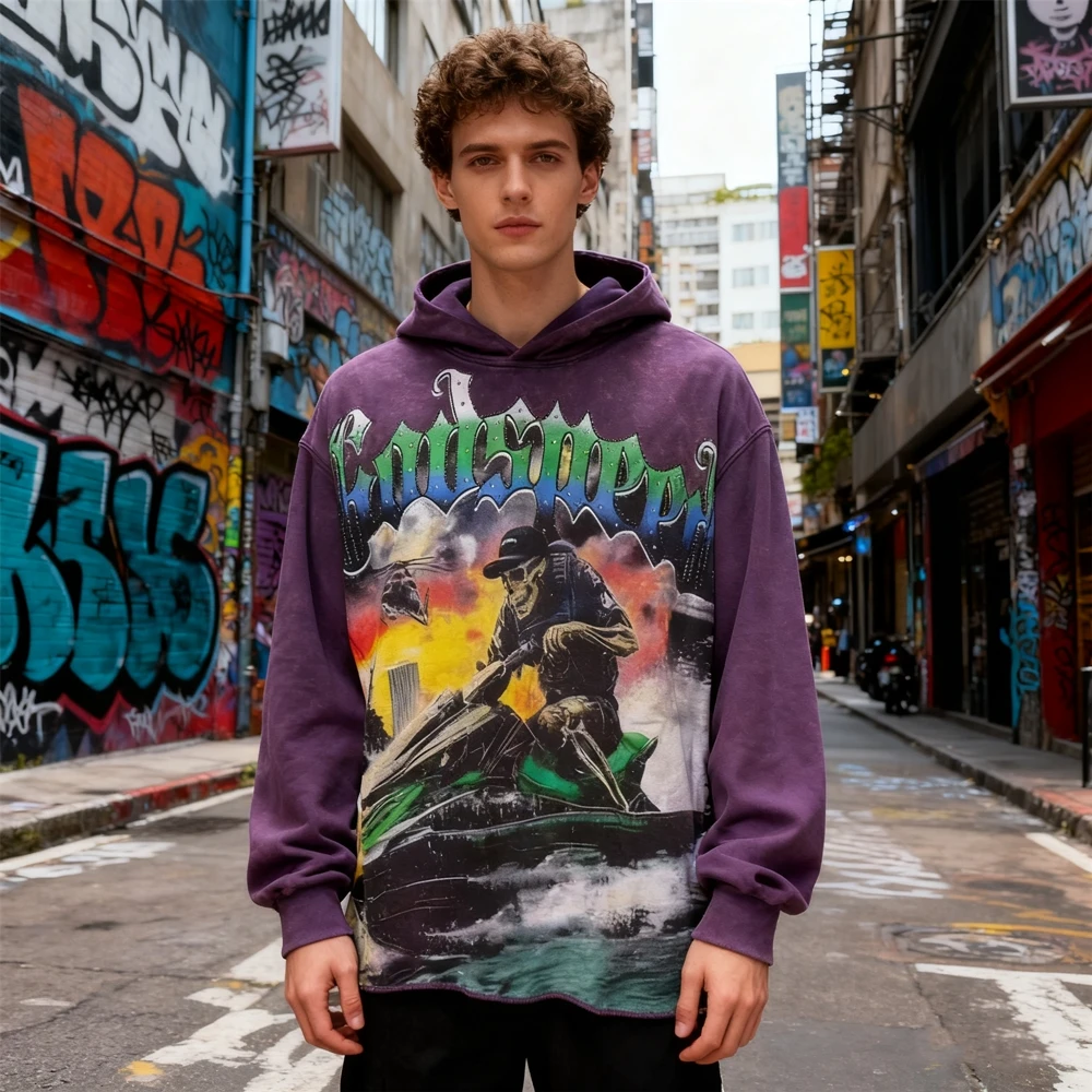 

KUCLUT 1:1 New Style Streetwear Brand Printed Pullover Loose Oversize 100%Cotton Sweatshirt Vintage Hoodie Men Woman