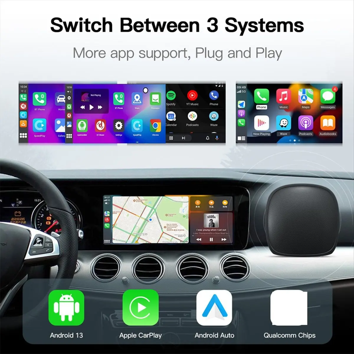 A86G NEW For Android 13 Wireless CarPlay Ai Box QCM6115 8Cores Support for and Built-in for
