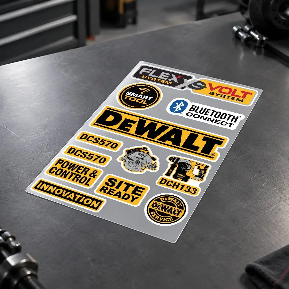 D-DEWALT Motorcycle Sticker Set Reflective Decals For Helmet Fuel Tank Fairing Body Custom Bike Graphics Kit