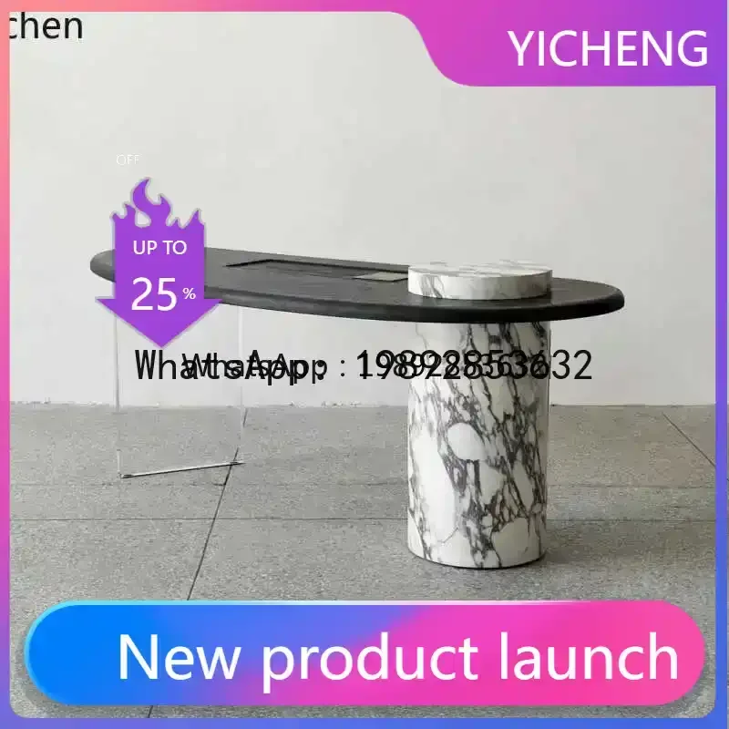 

A3-6 solid wood tea table and chair combination household living room suspended rock slab tea table