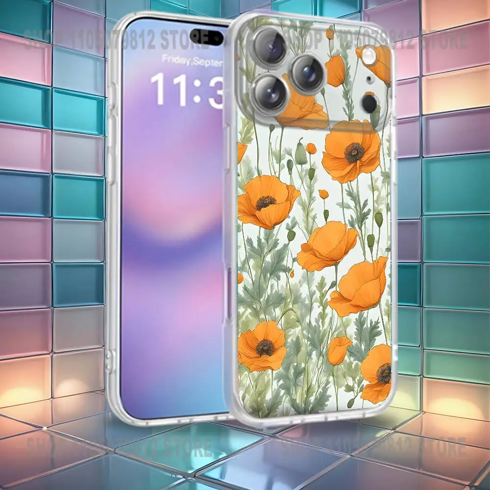 حافظة هاتف Poppy Flower Bloom باللون الأحمر الساخن لهاتف iPhone 16,14,11,17,13,15,12,Air,Plus,Pro,Max,E,Mini Frosted لللاسلكي المغناطيسي #6