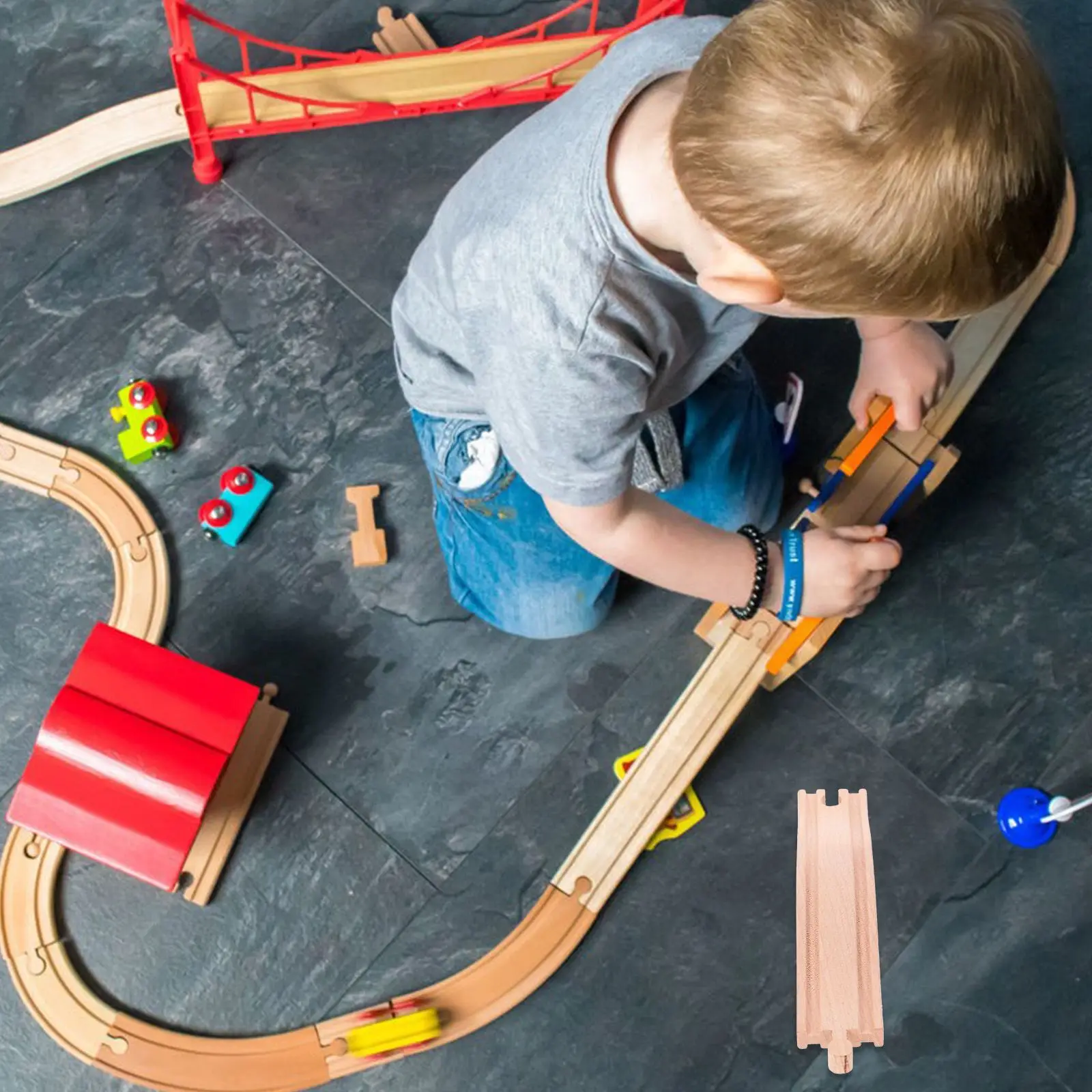 Juguetes a granel, accesorios de vía de tren de madera, piezas de repuesto de expansión de montaje, modelo de pistas de expansión de carretera, juguetes a granel para niños