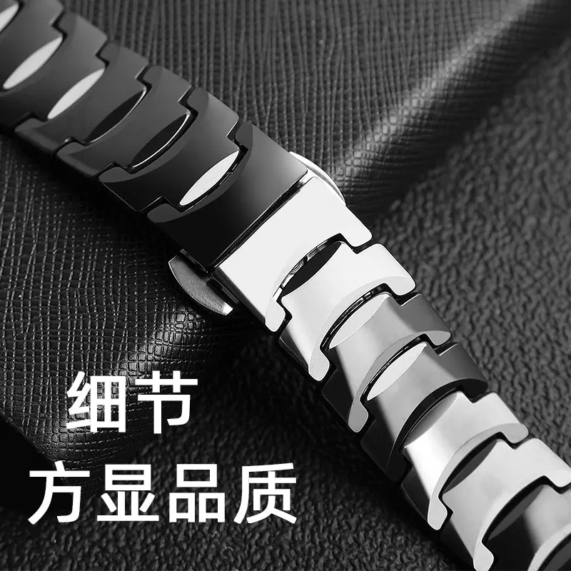 Solid Stainless Steel Watch Strap for Rado 6020 6021 6027 Series Tungsten Steel Watch Band Convex Notch Male Female Couple