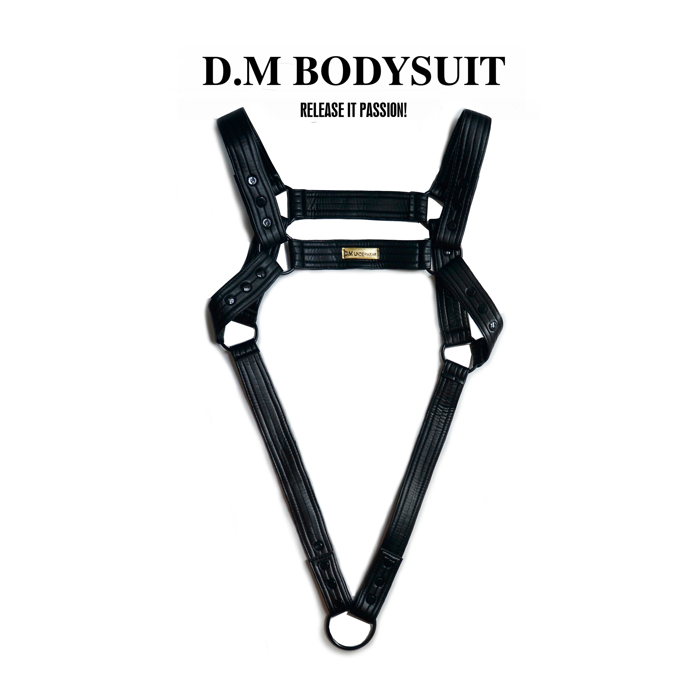 D. M Men's Underwear, Sexy and Sexy, T-shaped Fashion, Sexy Rings, Suspenders, Shoulder Straps, Buttons, Detachable Leather PU