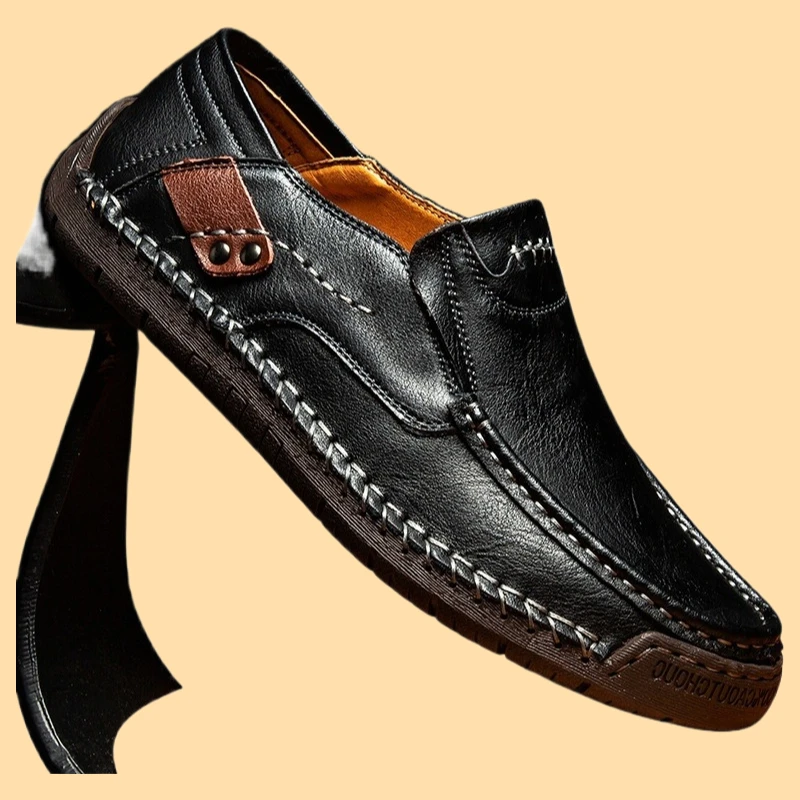

Casual Comfortable Men Loafers Slip On Leather Flats Hot Sale Outdoor Walking New Handmade Leather Shoes