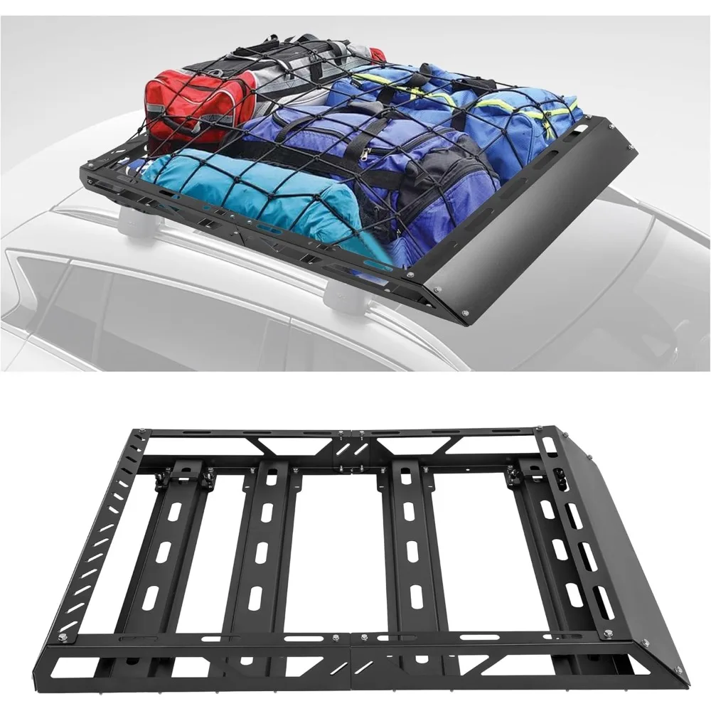 

50" x 39" x 4.75" Roof Rack Cargo Basket W/Cross Bars Fit for Car SUV Pickup Truck Van Universal Top Cargo Carrier Metal Luggag