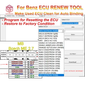 Mercedes/MB ECU Refresh Tool V1.7 ECU Support ME9.7 MR ME2.0 Auto Binding Program Used to Reset ECU Make ECU Clean